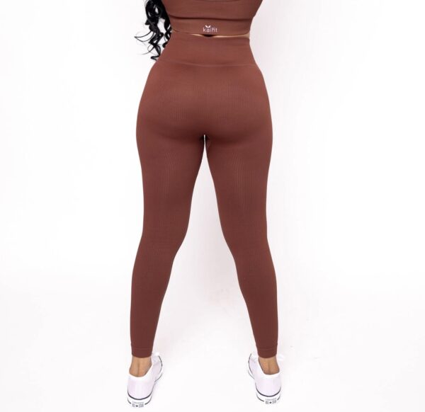 Ruby Red Ribbed Leggings (back) by KaiFits.com