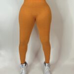 Orange Leggings (front view) by KaiFit